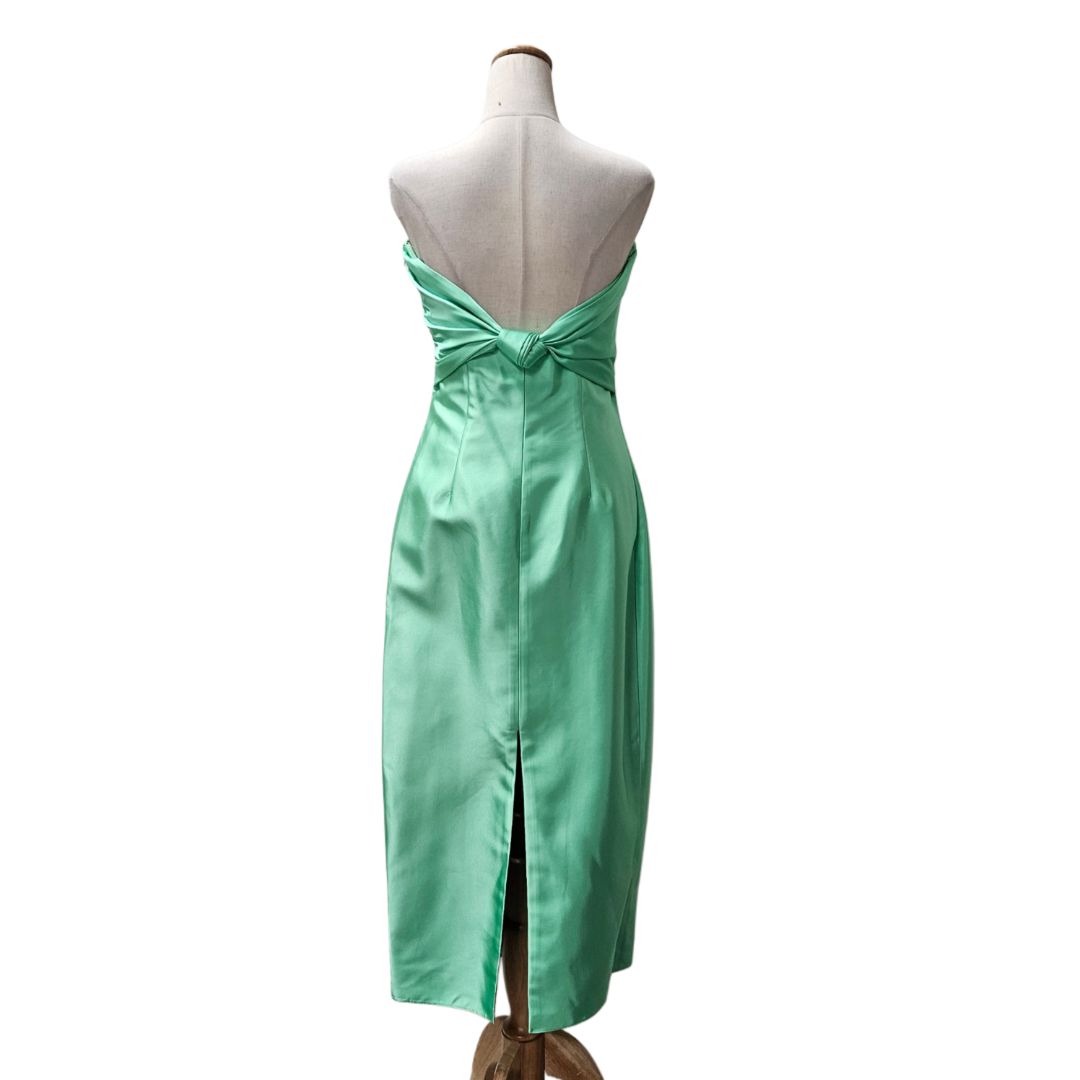 brandon maxwell dress green Brandon Maxwell Lume Green with Knot Back Detail Tube Dress