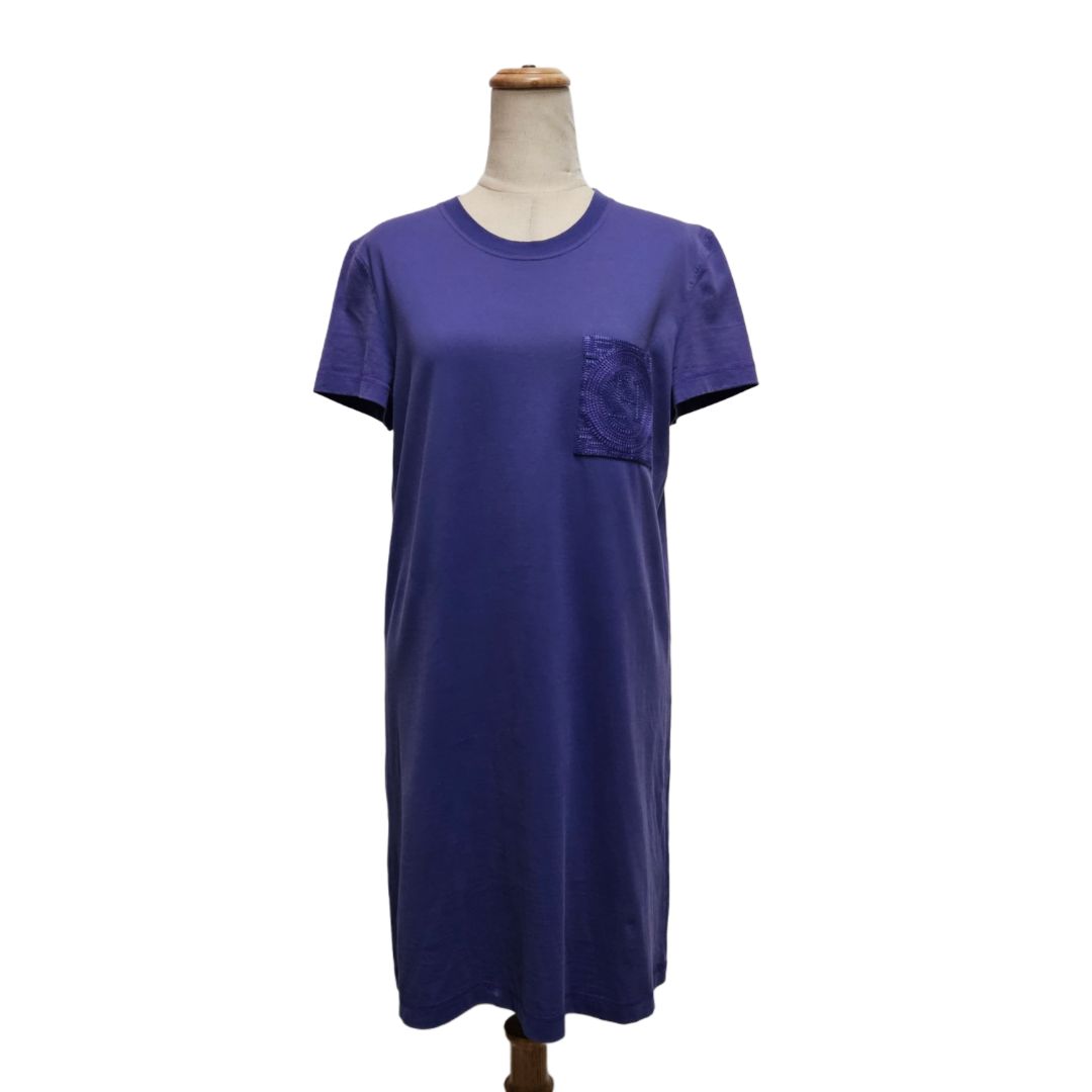 Hermès Purple With Embroidered  H Logo T Shirt Dress
