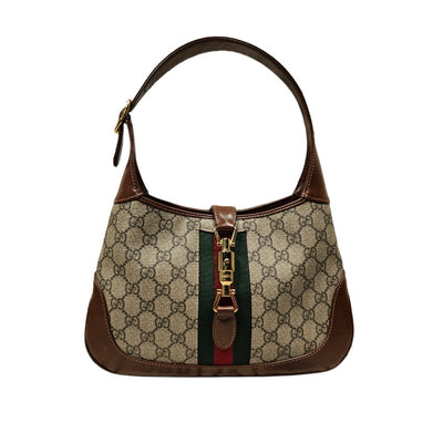 Gucci Jackie 1961 Small GG Supreme Canvas & Leather Shoulder Bag with strap