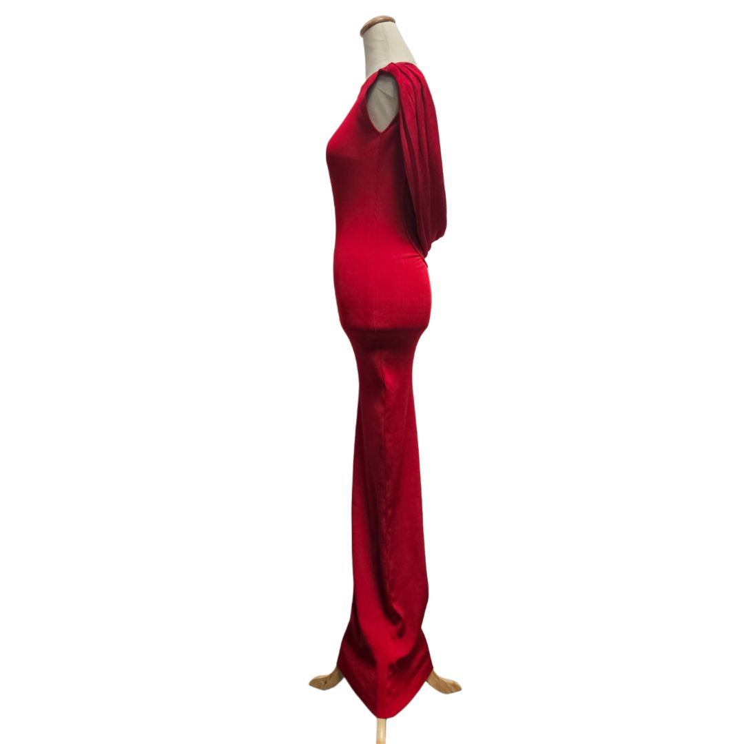 Givenchy Red Ribbed Open Back Bodycon Knit Dress - BOPF
