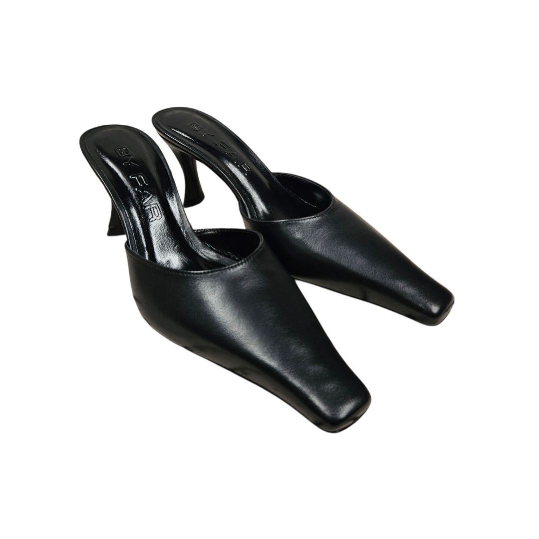 By Far Black Leather Selene Mules, Size 37