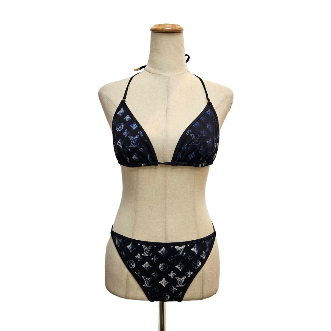 Louis Vuitton Navy Blue Monogram Print Bikini Set