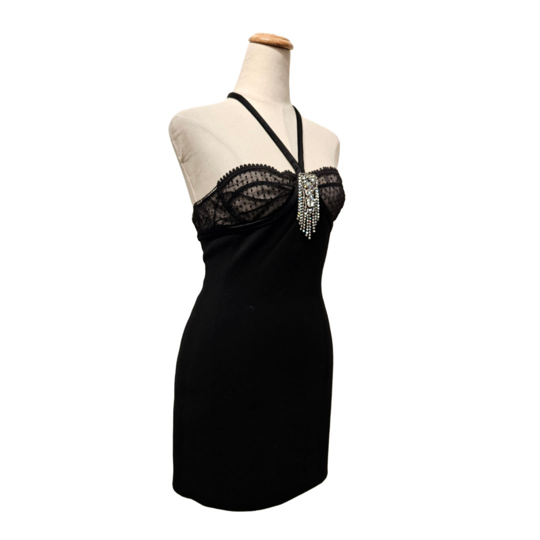 Saint Laurent Crystal Embellished Halterneck Mini Dress - BOPF
