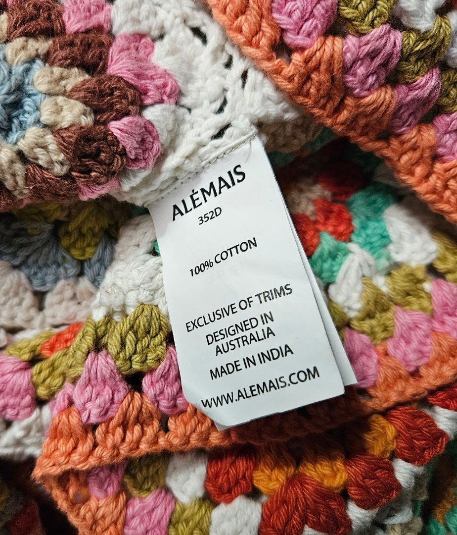 Alemais Muliticolor Crochet V-neck Midi Dress, Size 12 - BOPF | Business of  Preloved Fashion