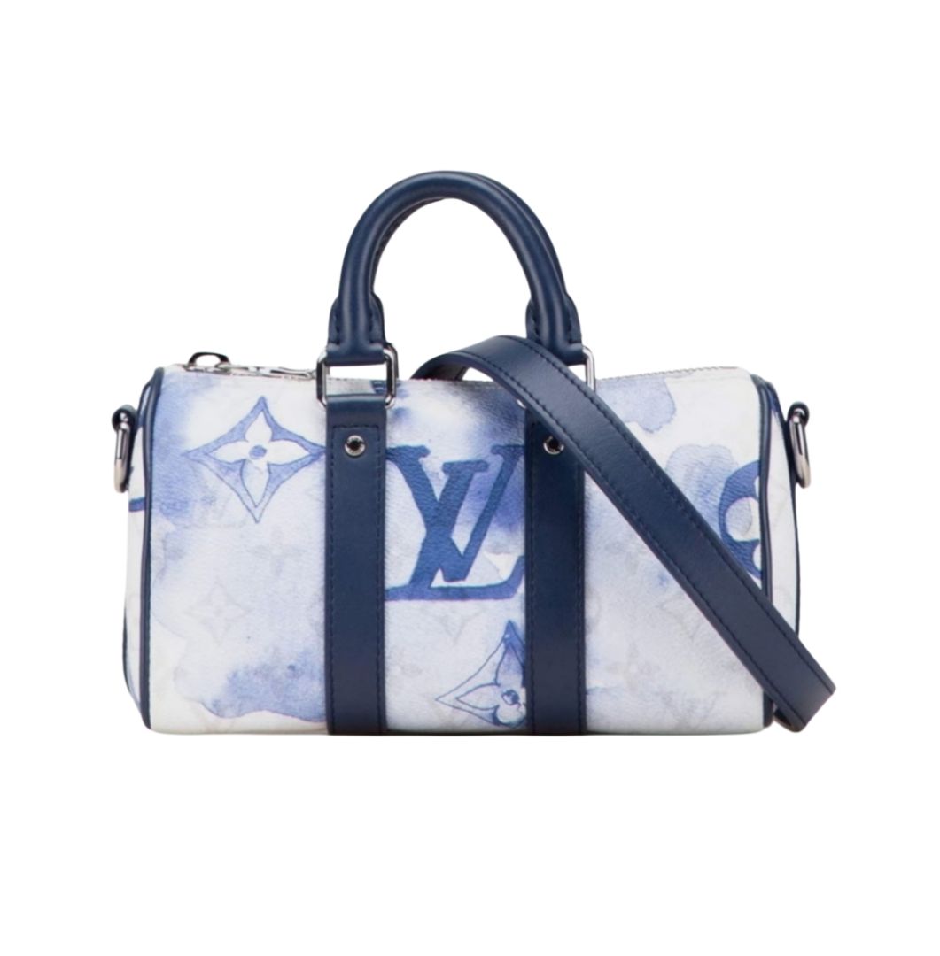 Louis Vuitton Monogram Leather Watercolor White & Blue XS Keepall Handbag/Shoulder Bag
