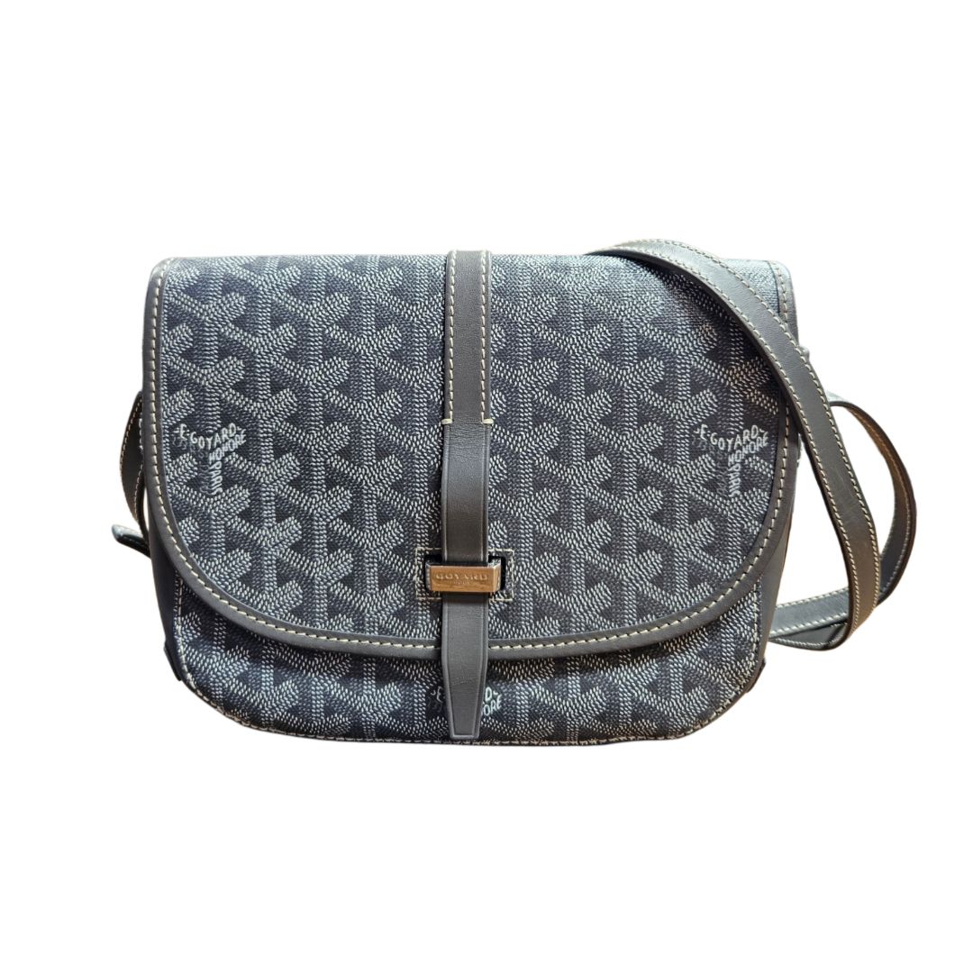 Goyard Grey Canvas Leather Belvedere PM Crossbody Bag – BOPF