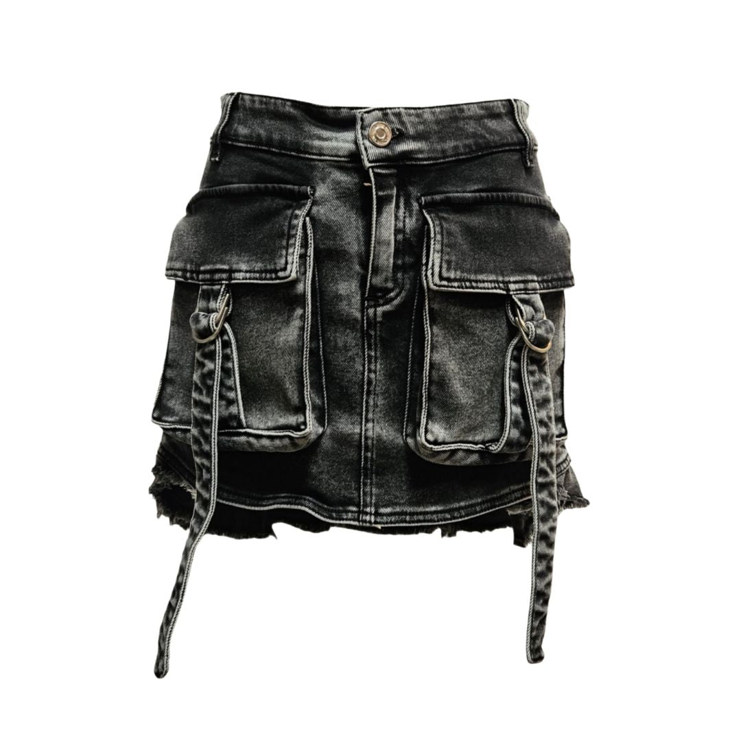 Blue Marine Denim Grey Mini Skirt