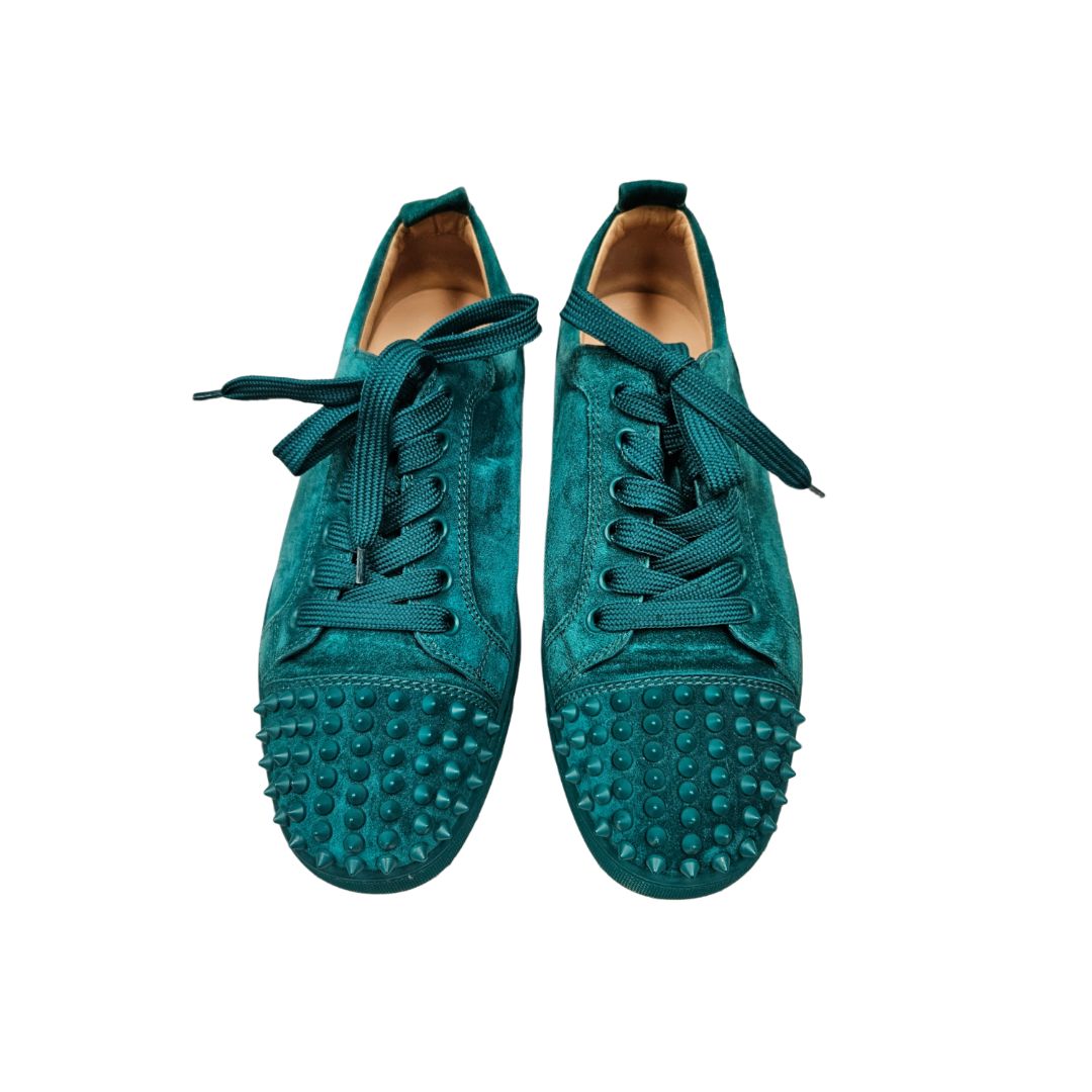 Christian Louboutin Green Suede Spike Sneaker, Size 41