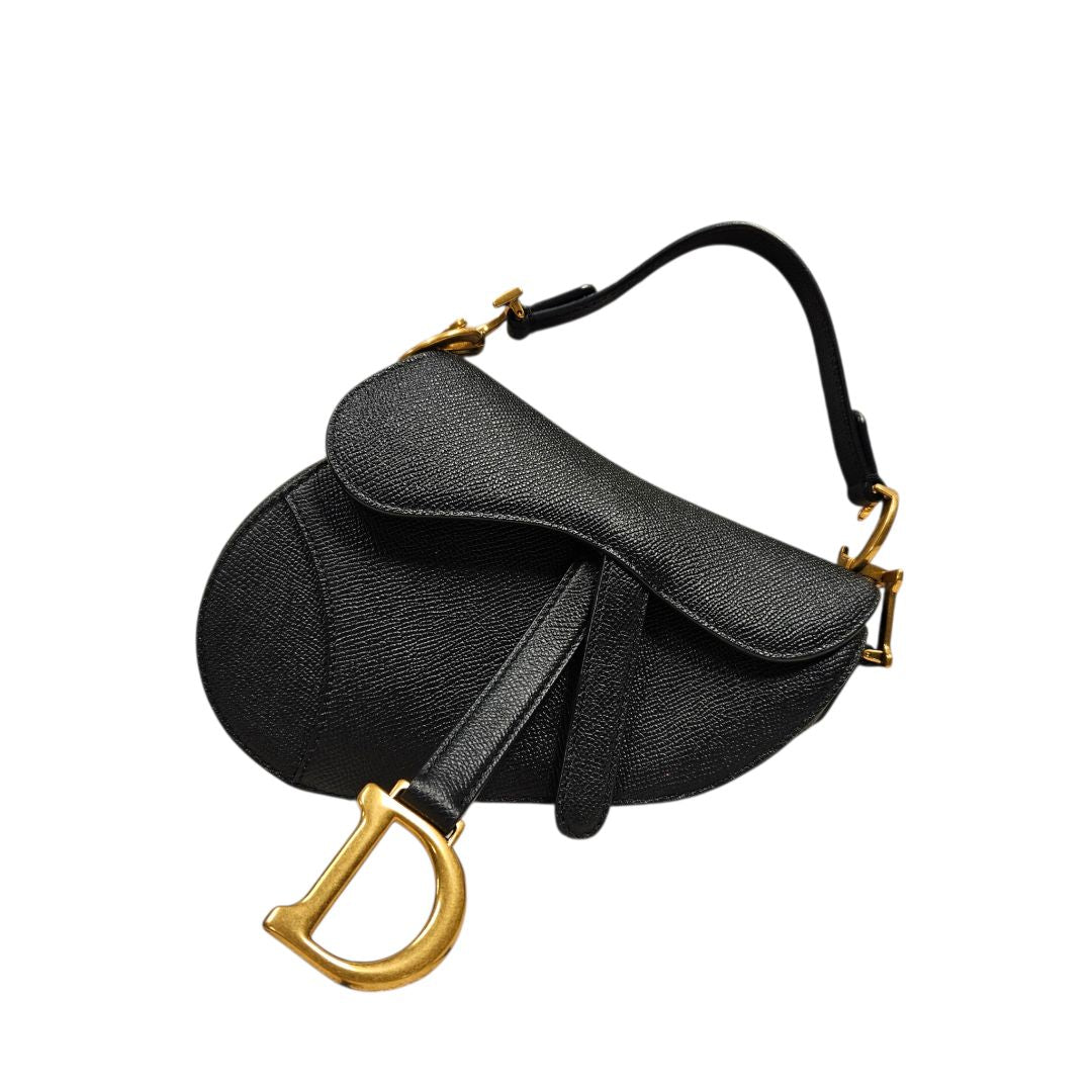 Dior Saddle Mini Black Caviar Leather Bag