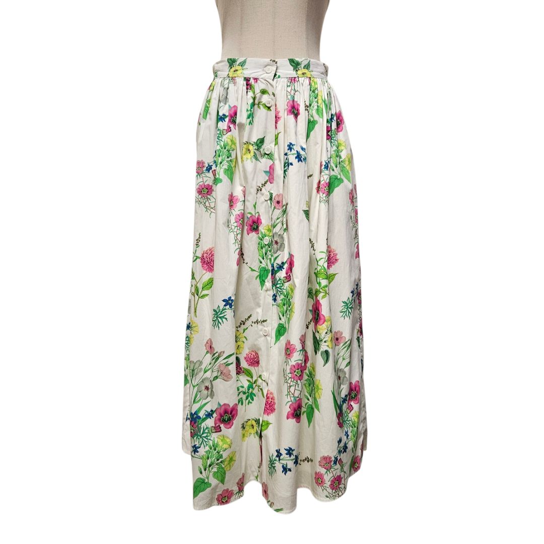 M.D.S Stripes Multicolor Garden Floral Print Long Skirt