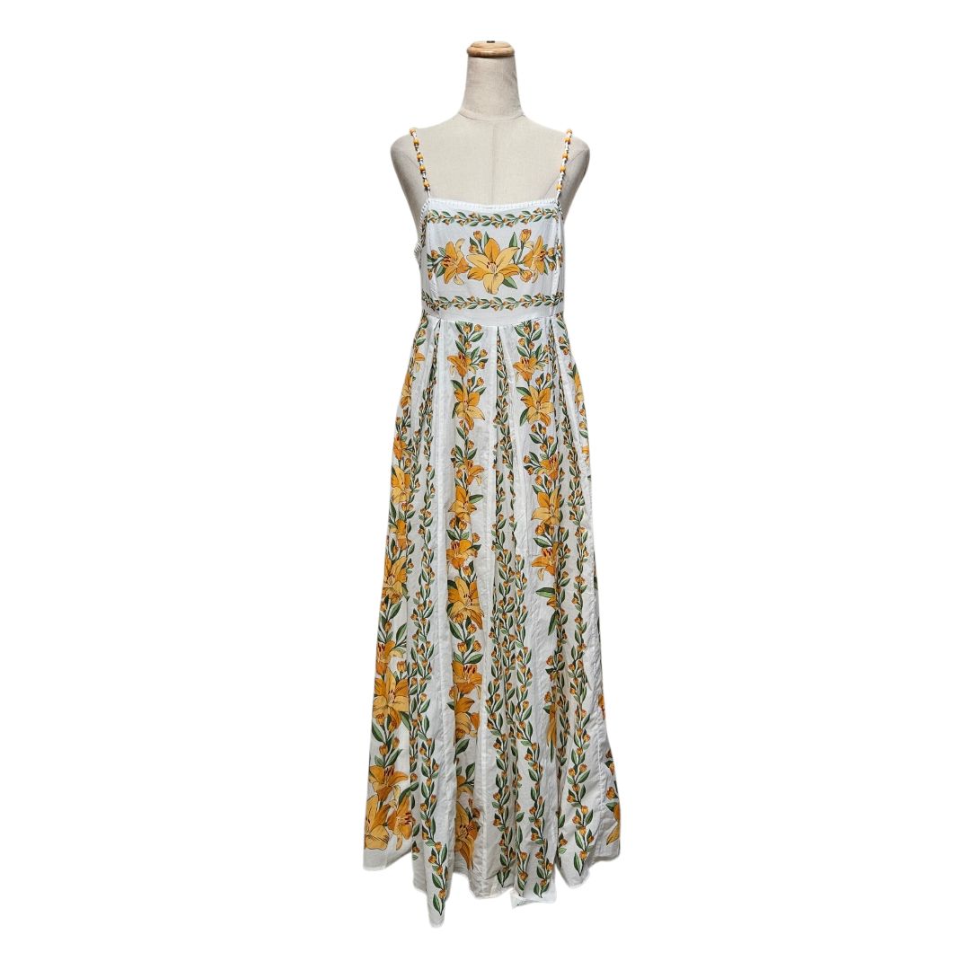 Farm Rio White Floral Print Beaded Straps Maxi Dress - BOPF