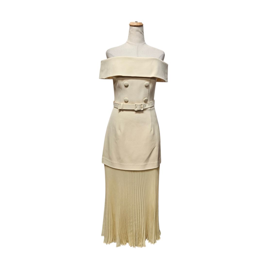 Rebecca Vallance Butter Yellow Belted Pleated Dress - BOPF