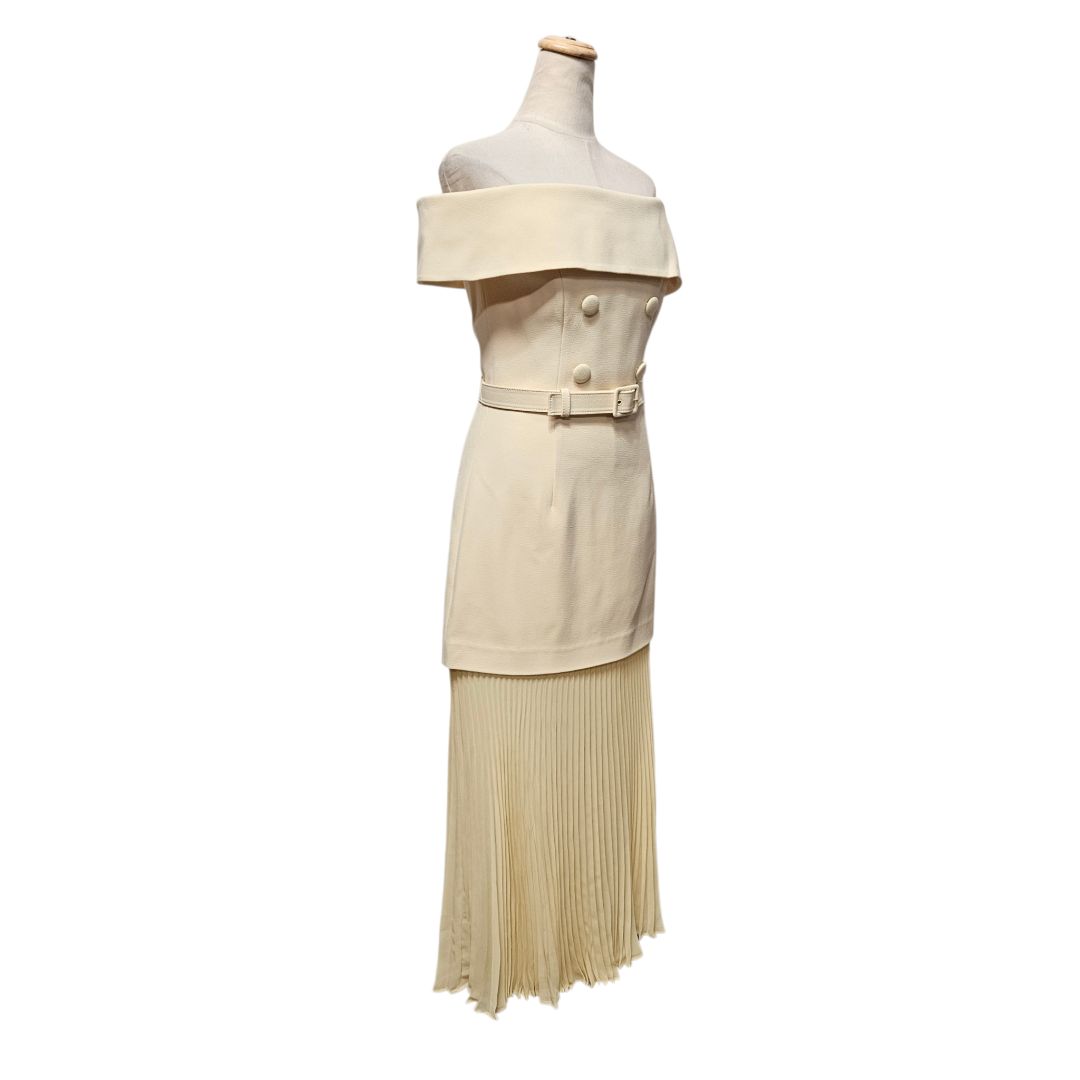 Rebecca Vallance Butter Yellow Belted Pleated Dress - BOPF