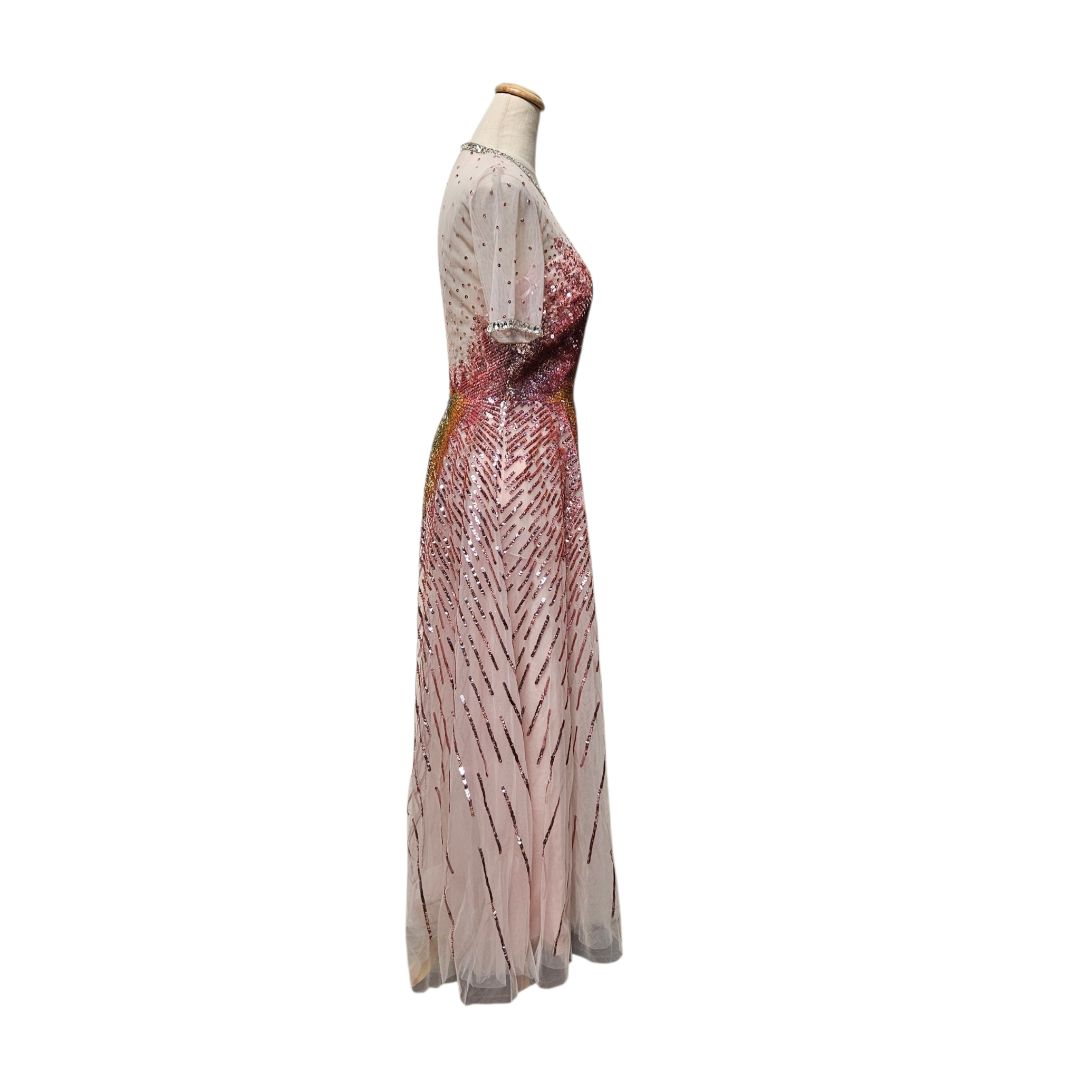 Georges Hobeika Pink Sequin Embellished Midi Dress Georges Hobeika Pink Sequin Embellished Midi Dress