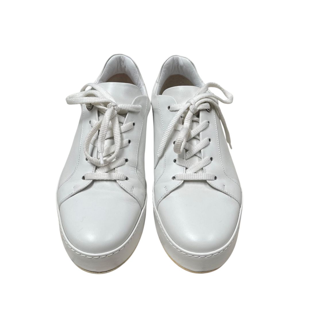 Loro Piana White Leather Low Top Sneaker, Size 38