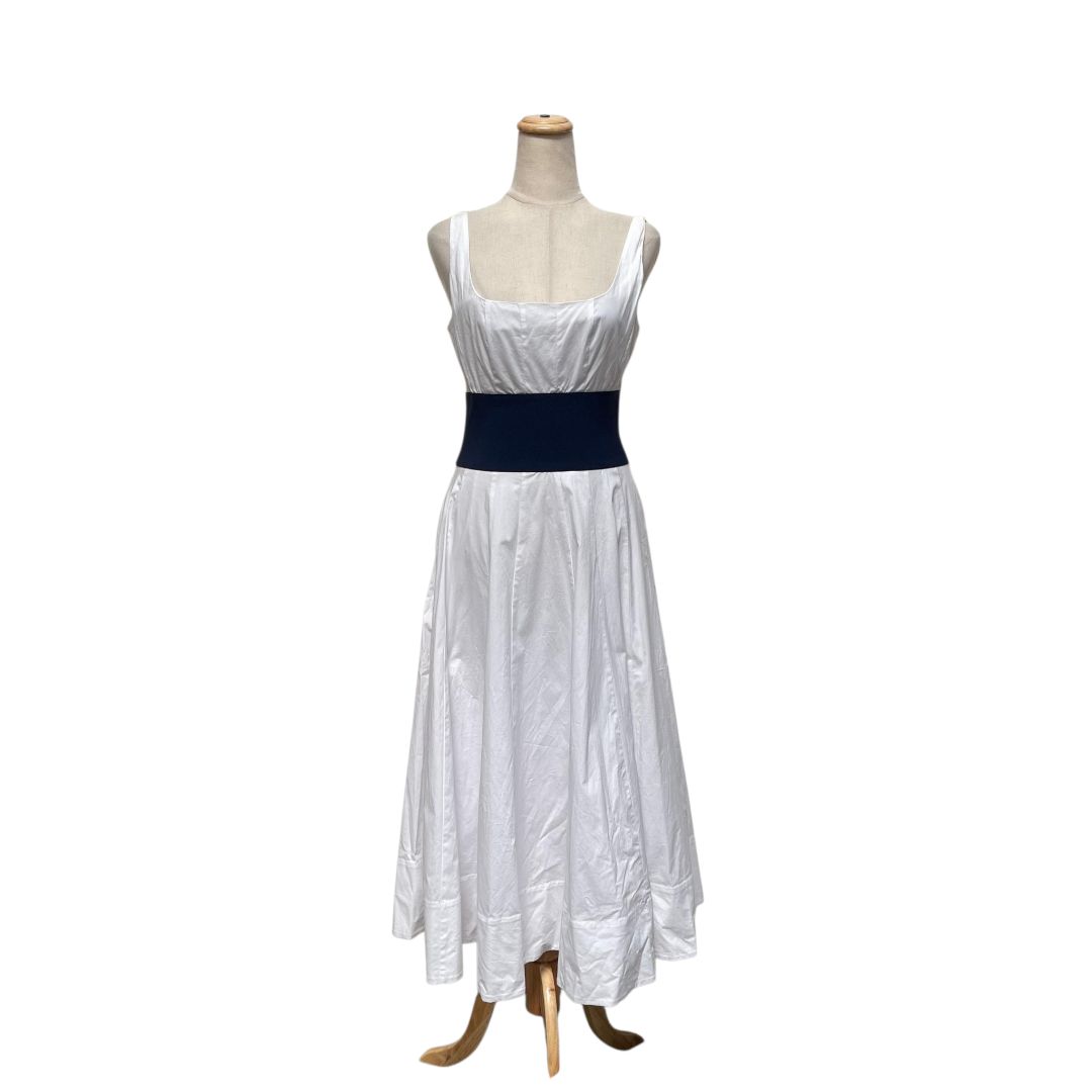 Staud White/Blue Sleeveless Maxi Dress - BOPF Staud White/Blue Sleeveless Maxi Dress - BOPF