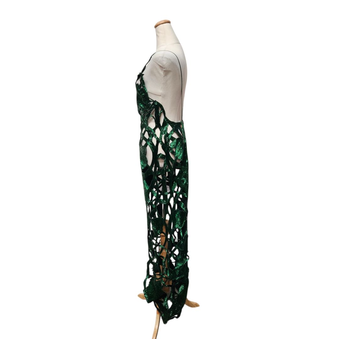 Cult Gaia Green Sita Gown Malachite Beaded Embellished Cutout Maxi Dress
