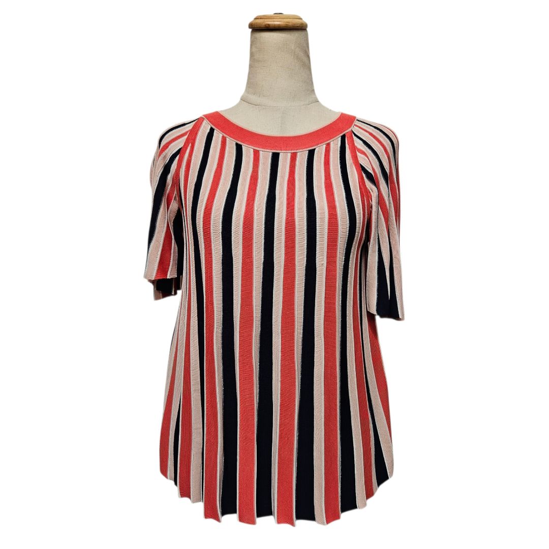 Zimmermann Multicolor Striped Ribbed-Knit Short Sleeve Top