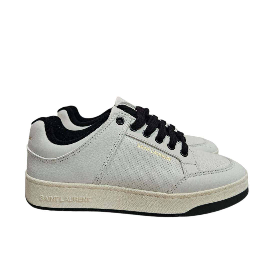 Saint Laurent SL/61 With White Leather Black Accents Low Top Sneaker, Size 38