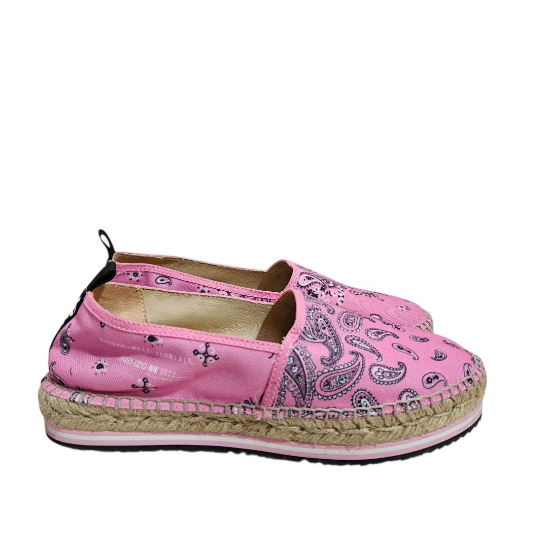 Kenzo Micro Pink Paisley Print Canvas Espadrilles, Size 37
