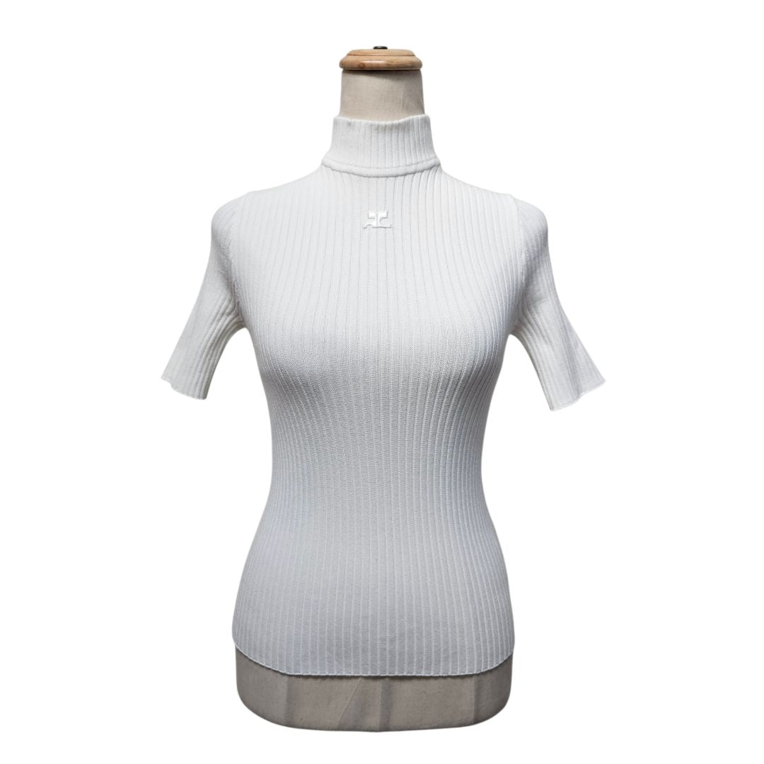 Courrèges Reedition Short-Sleeved Ribbed Top