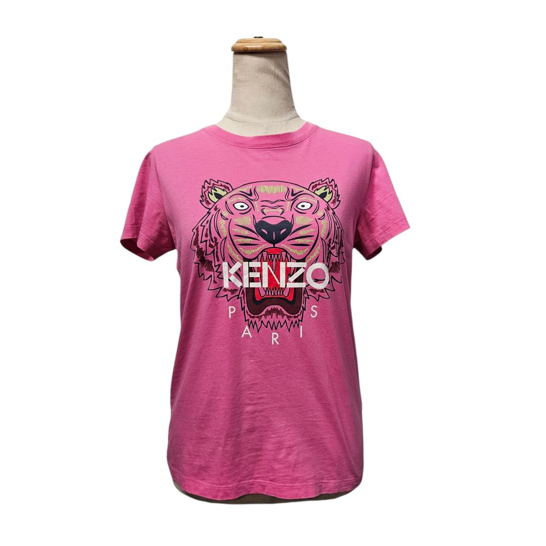 Kenzo Pink Tiger Print Jersey Crewneck T-Shirt