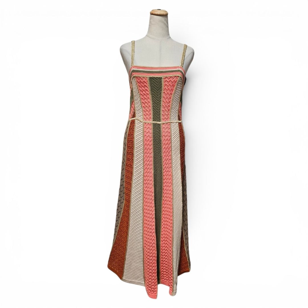 Zimmermann Multicolor Striped Crocheted Cotton-Blend Midi Dress, Size 2