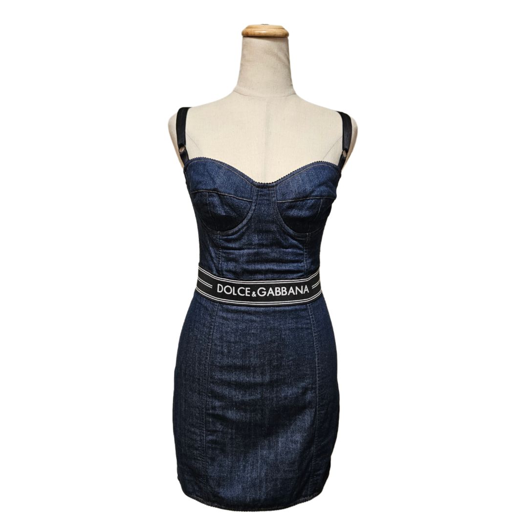 Dolce & Gabbana Indigo Denim Sleeveless Mini Dress