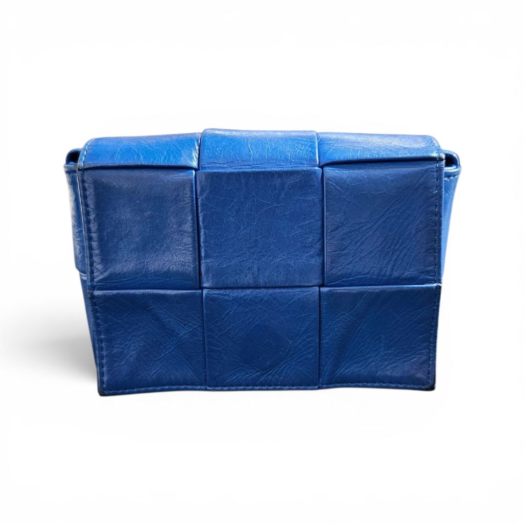 Bottega Veneta Blue Leather Cassette Mini Crossbody