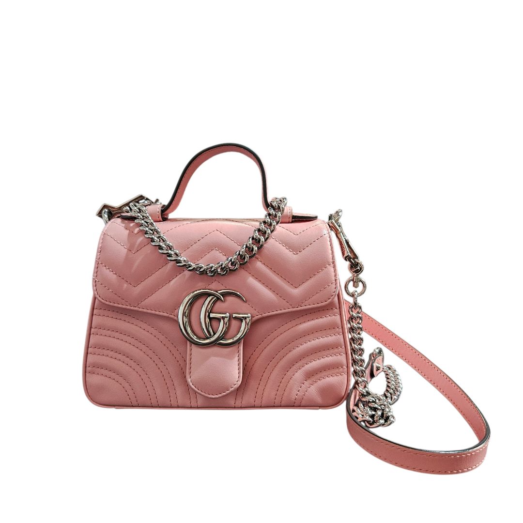 Gucci GG Marmont Pink Leather Small Top Handle Bag