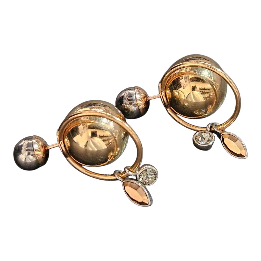 Dior Tribale Crystal Gold & Silver Tone Earring