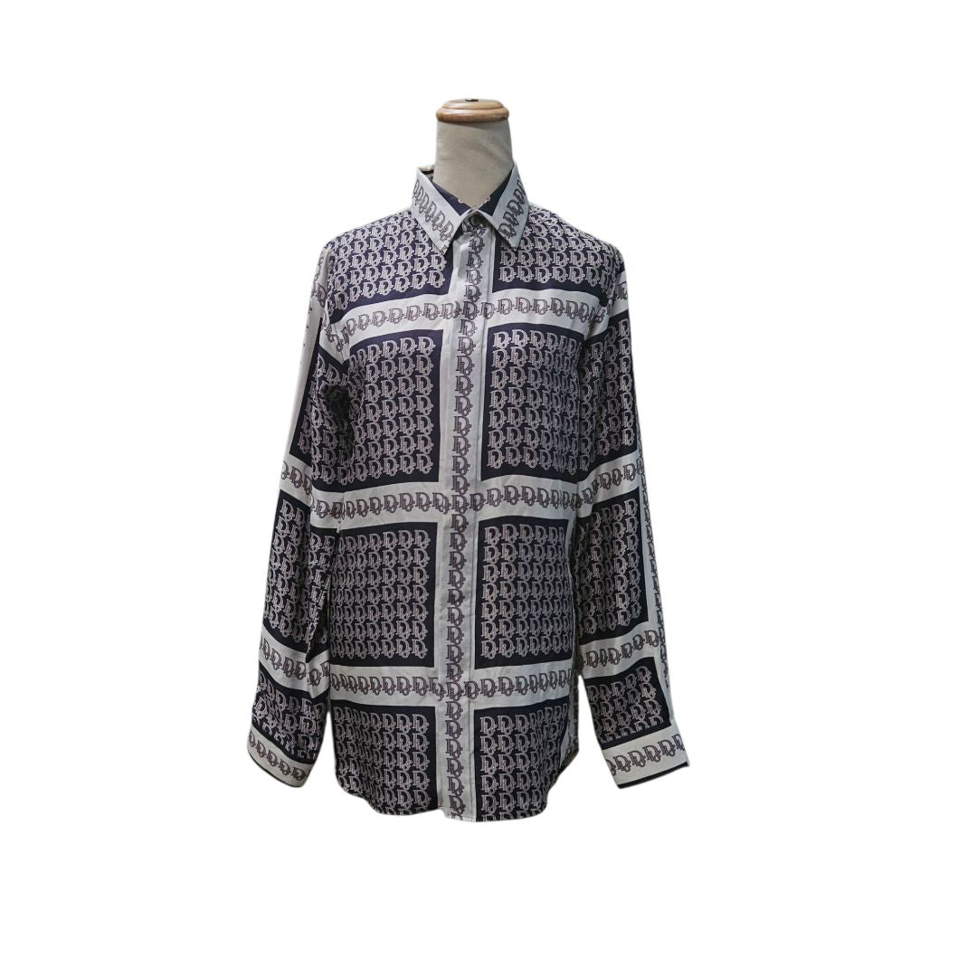 Christian Dior Oblique Diortwain Silk Shirt Size 39