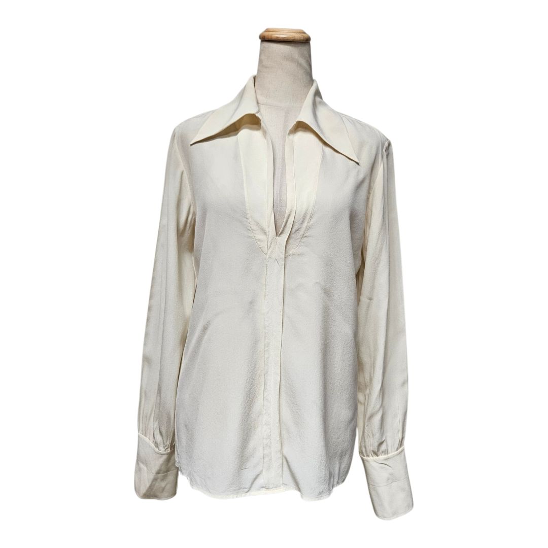 Chloé Cream Collared Silk Shirt