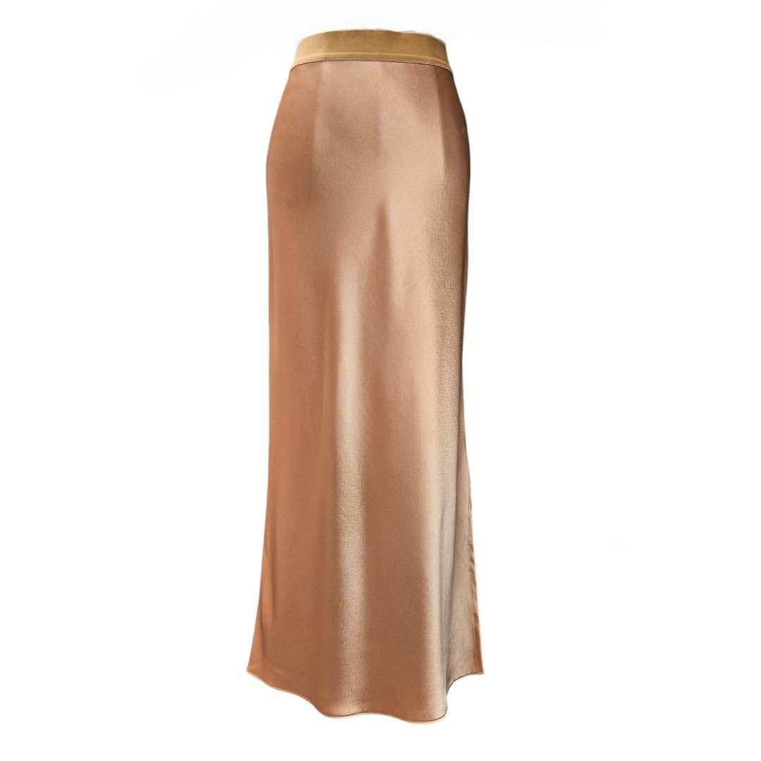 Theory Bronze Maxi Satin Skirt