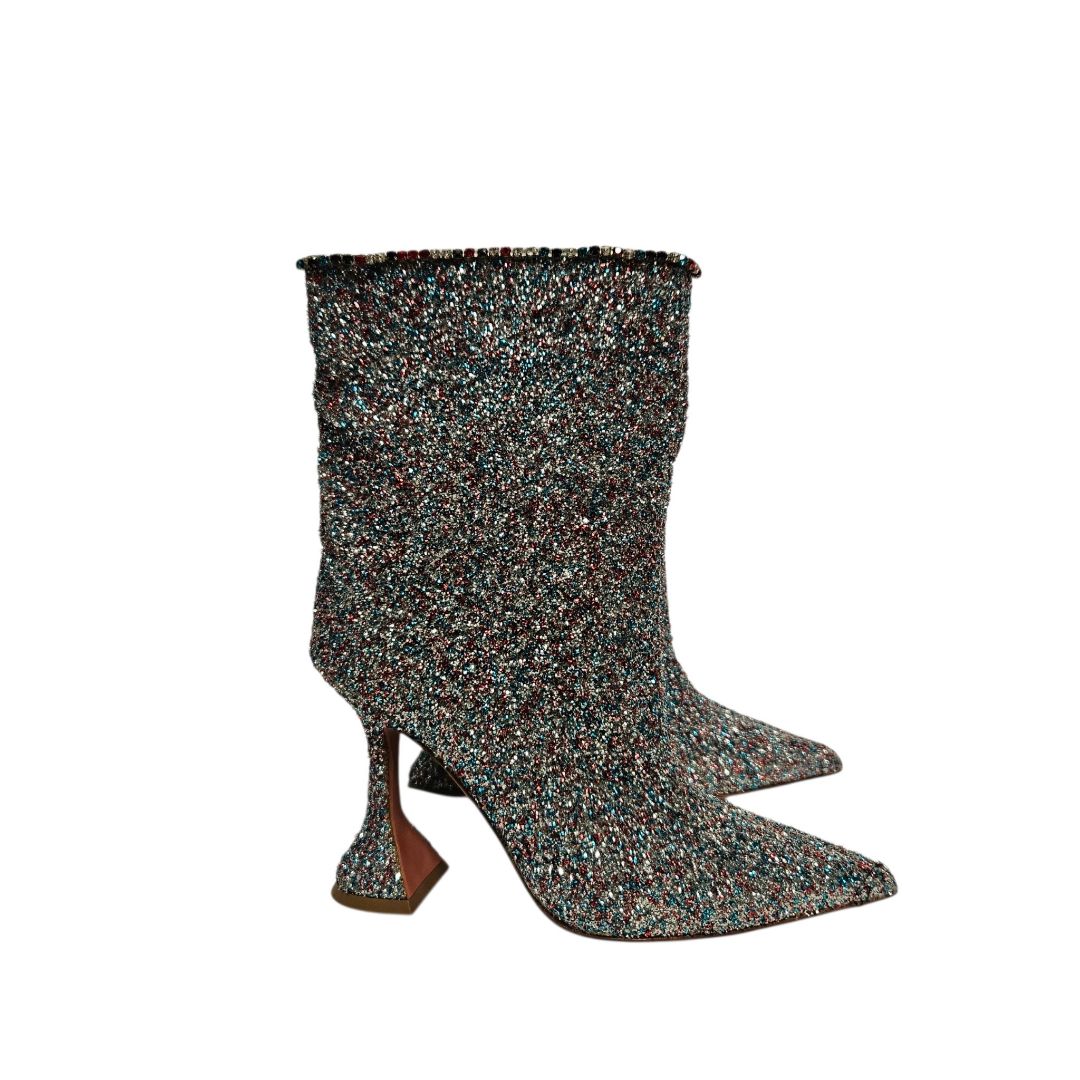 Amina Muaddi Mia Martini-Heel Glitter Ankle Boots Multicolour, size 35
