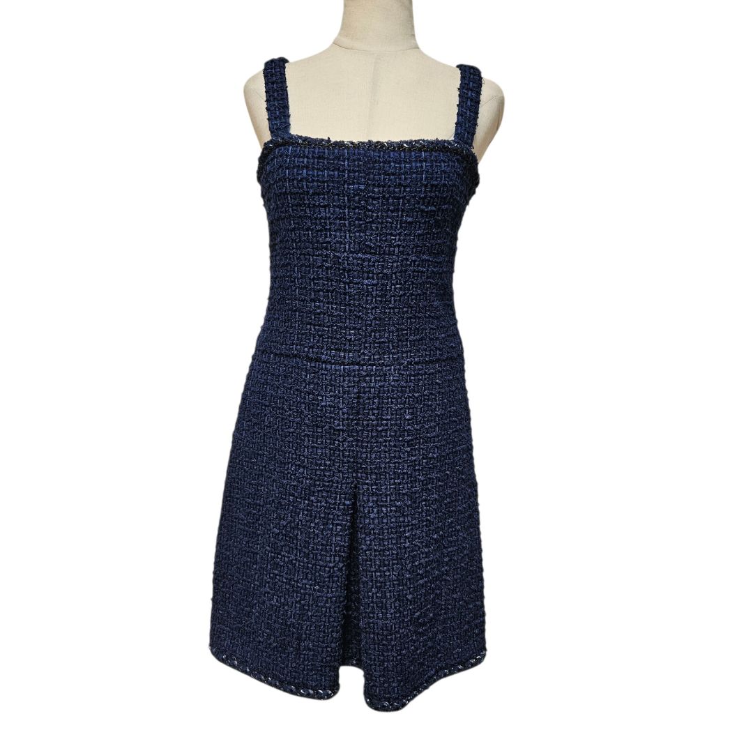 Chanel Navy Tweed Strappy Mini Dress 2013