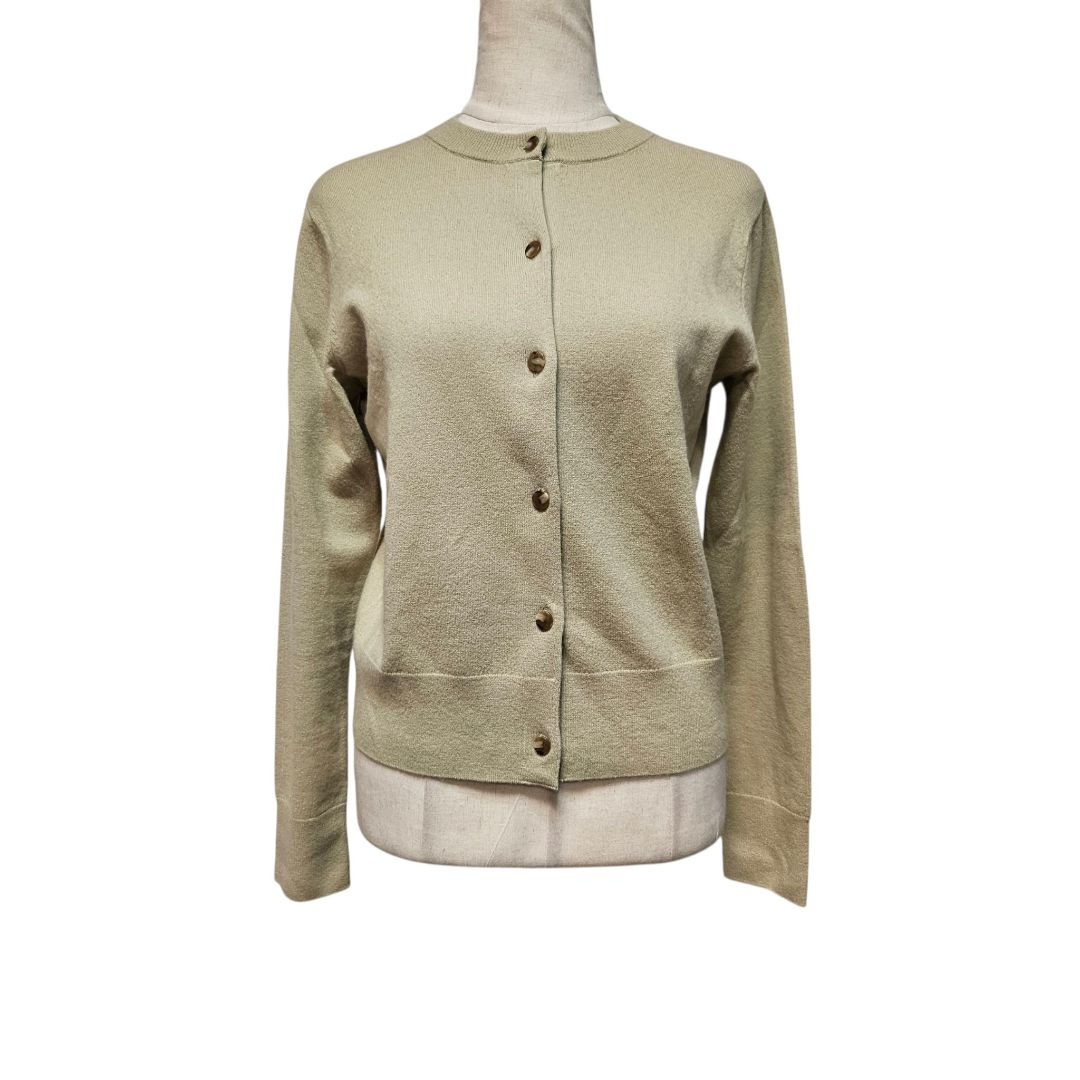 Vince Button-Front Cardigan Sage Green Cashmere Knit