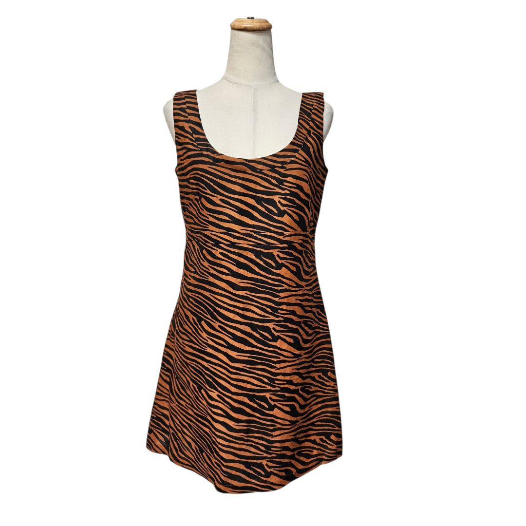 Lisa Marie Fernandez Brown/Black Zani Zebra-Print Linen Mini Dress