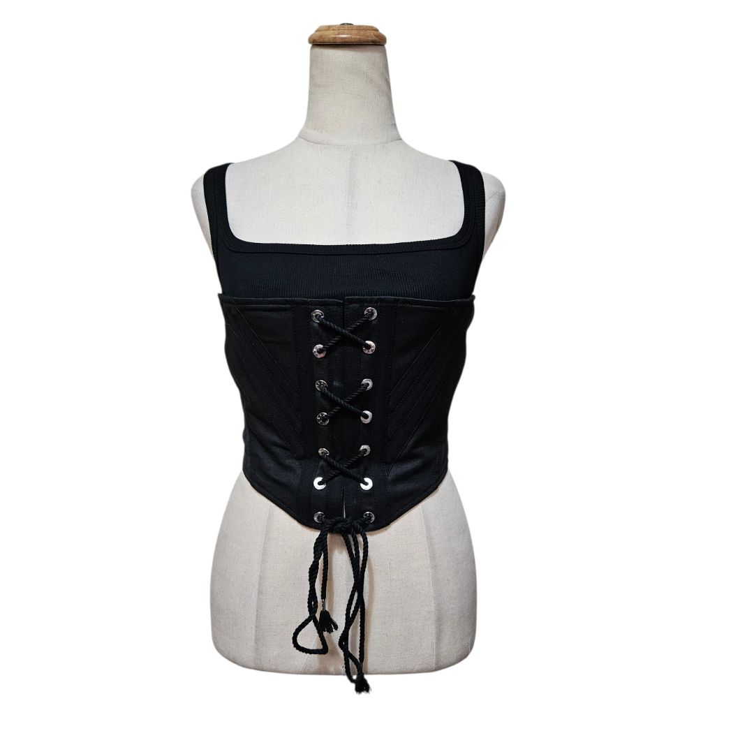 Dion Lee Black Rib/Denim Laced Hiking Corset Top
