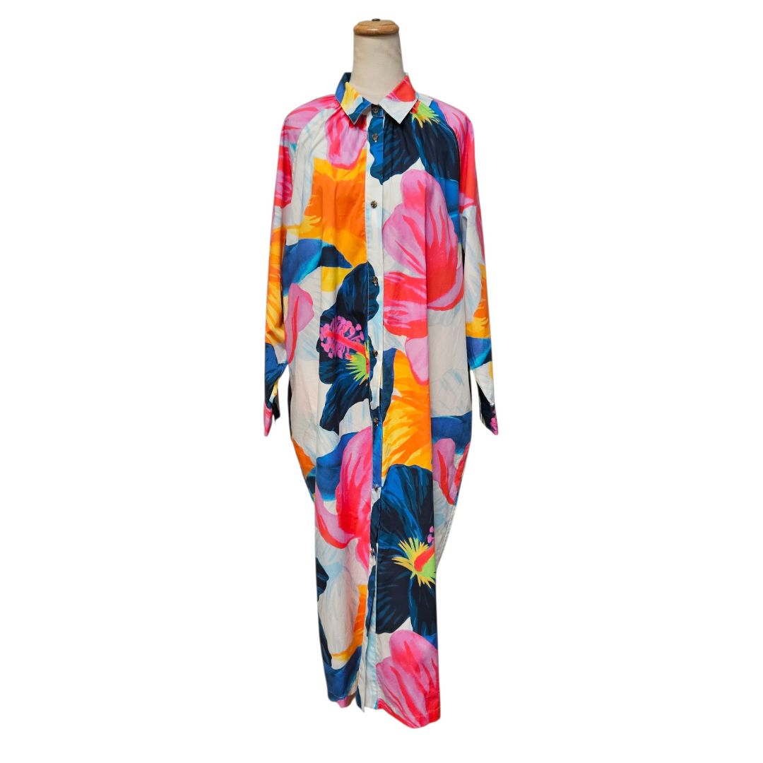 Mara Hoffman Cotton Multicolor Printed Detail Kaftan Dress
