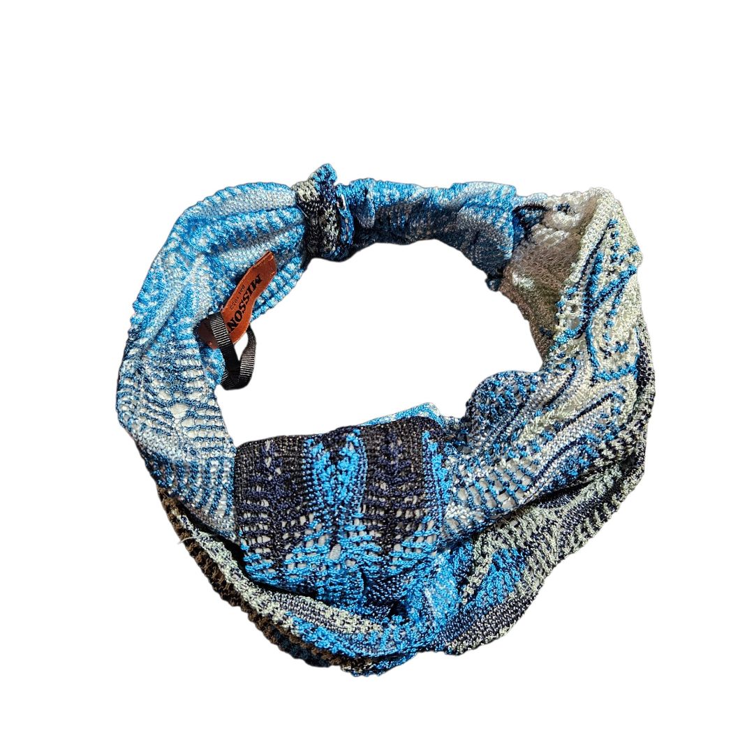 Missoni Samos Knit Teal Multi Lurex Turban Headband