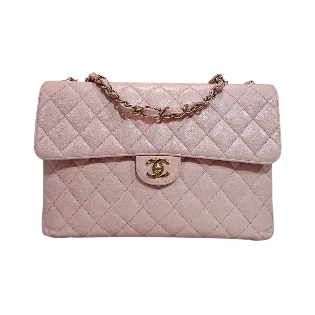 Chanel Pink Jumbo Caviar Single Flap Bag
