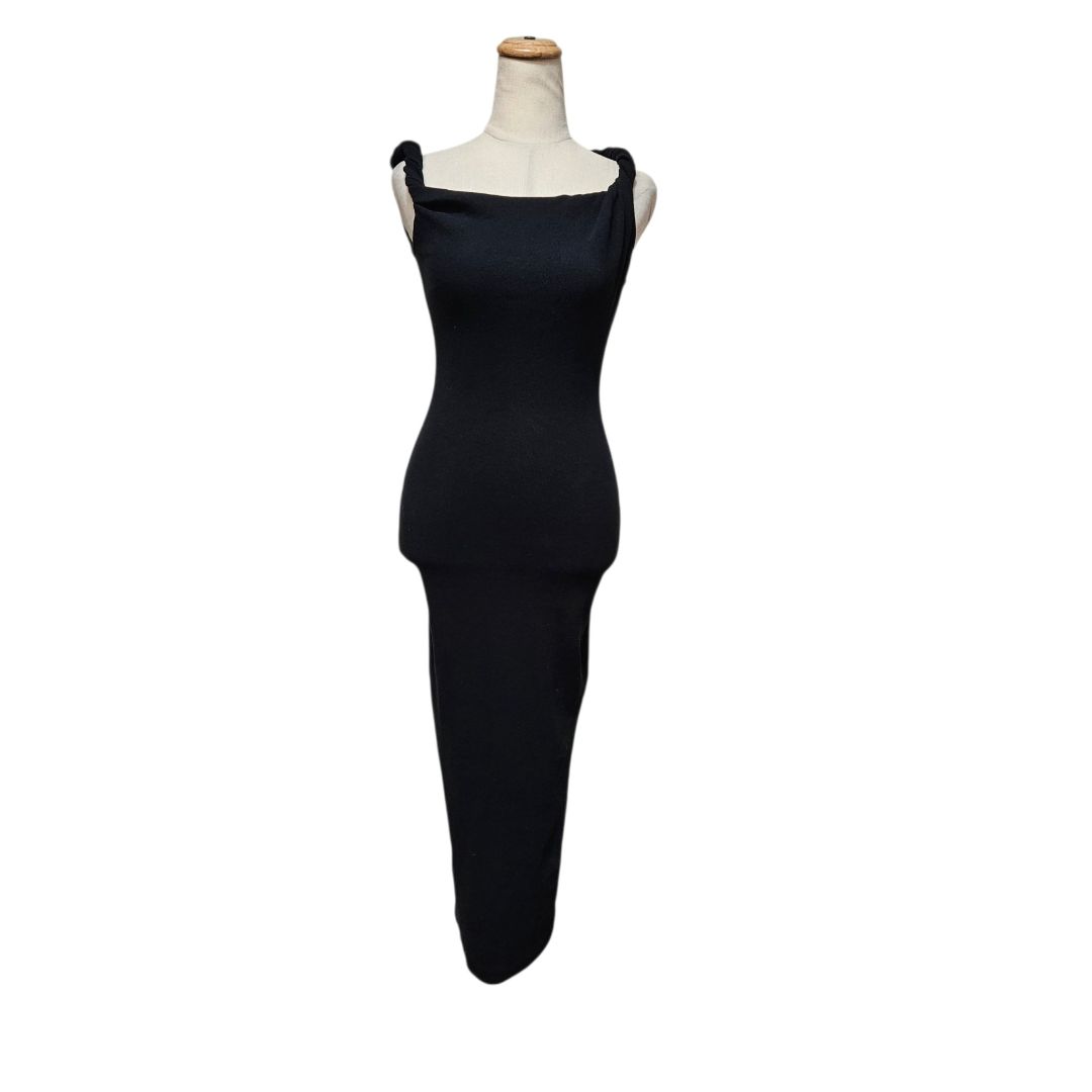 Johansen Black Twisted Ribbed Maxi Dress