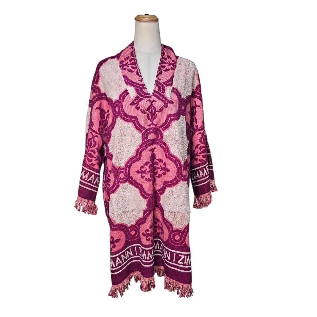 Zimmermann Cover-Up Pink Burgundy Terry Towelling Jacquard Mini Dress