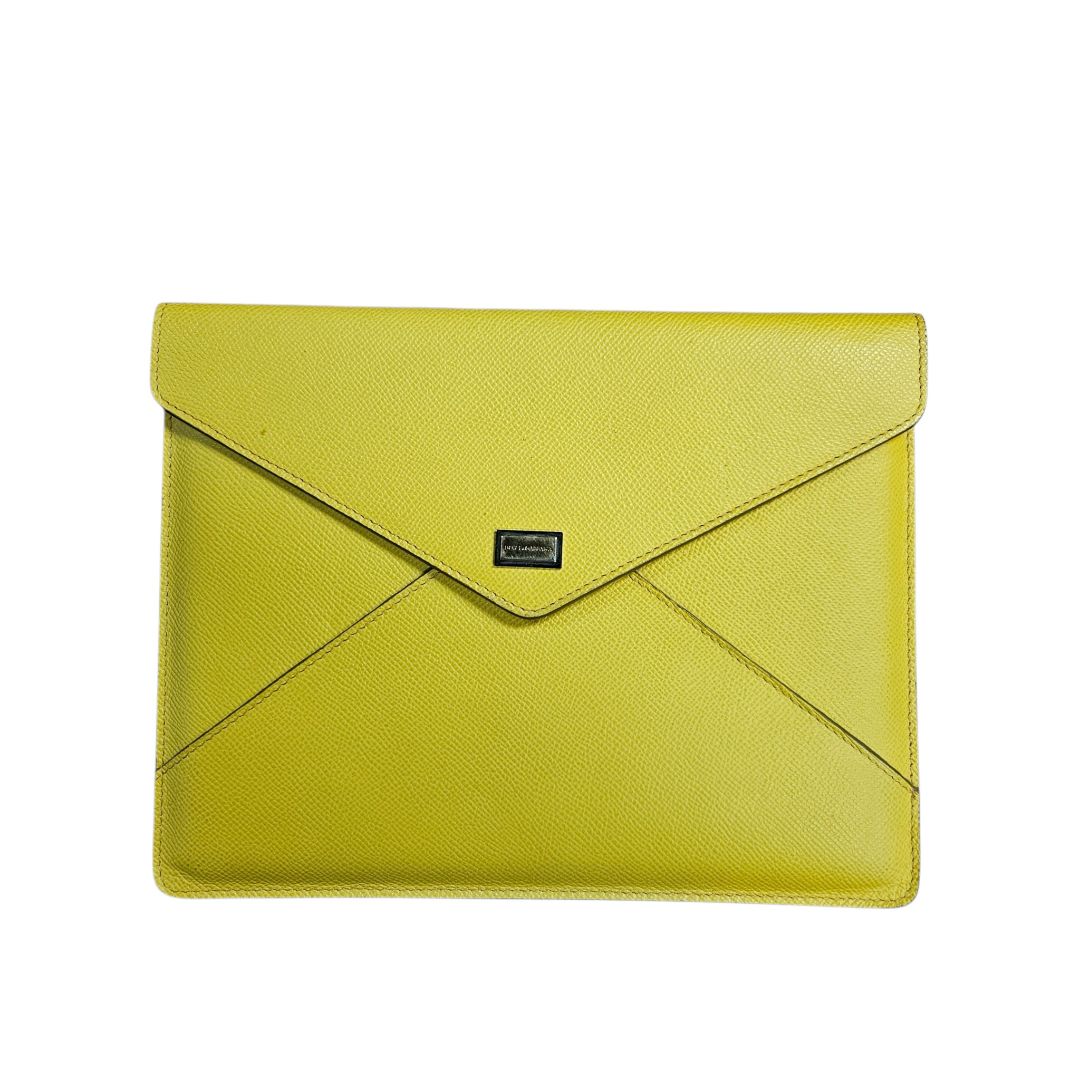 Dolce & Gabbana Yellow Leather Envelope Clutch