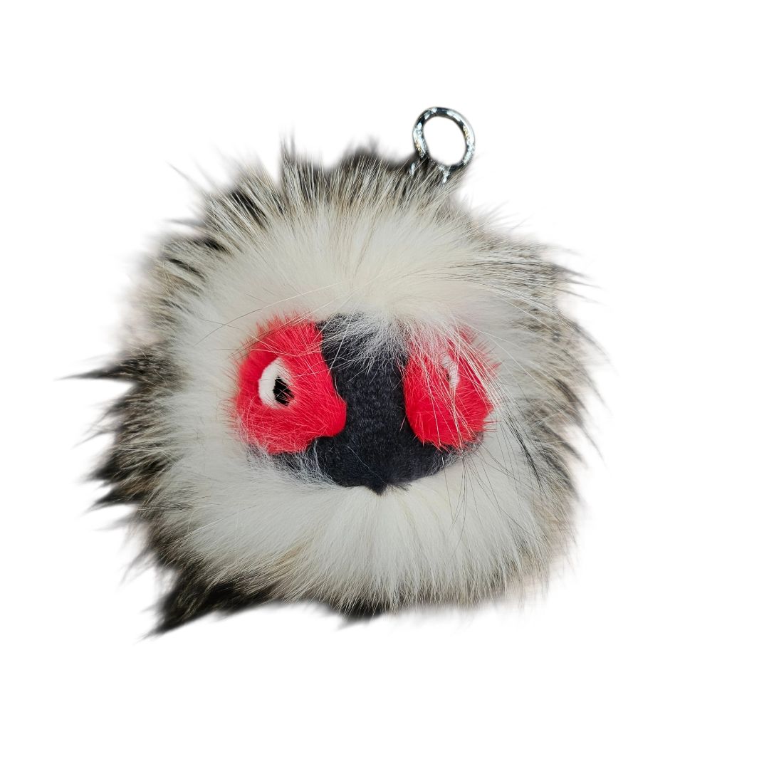 Fendi Red Beige Mink Fox Rabbit Fur Archy Monster Bag Bugs Key Chain