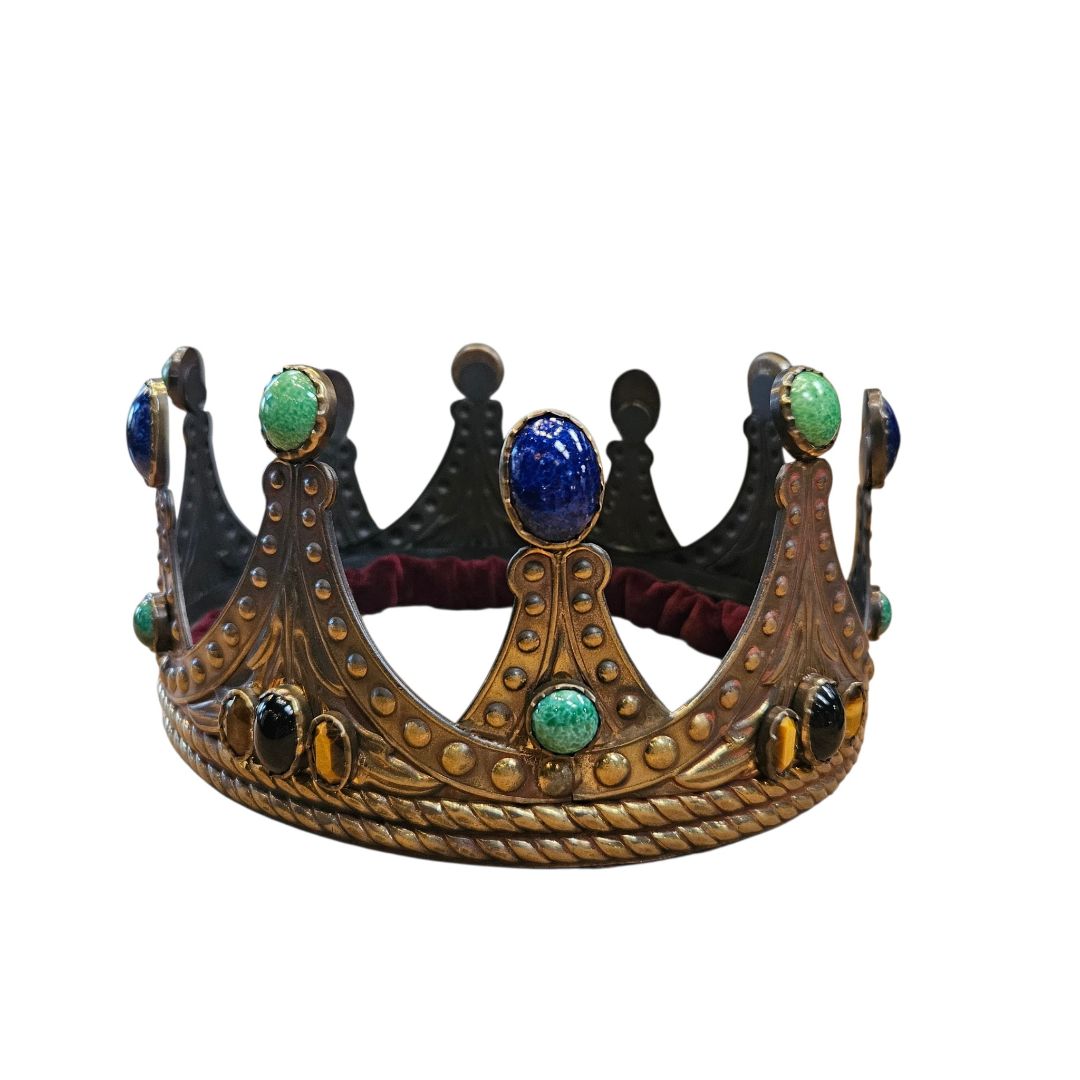 Dolce & Gabbana Vintage Bronze Multicolour Ceramic Stone Crown