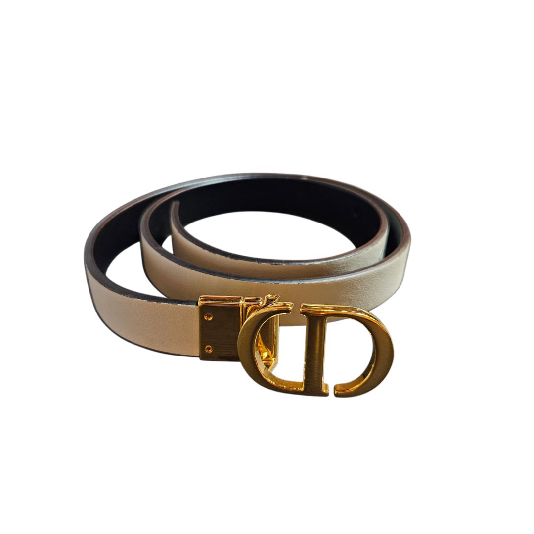 Christian Dior 30 Montaigne Leather Beige/Black Smooth Reversible BeltCalfskin