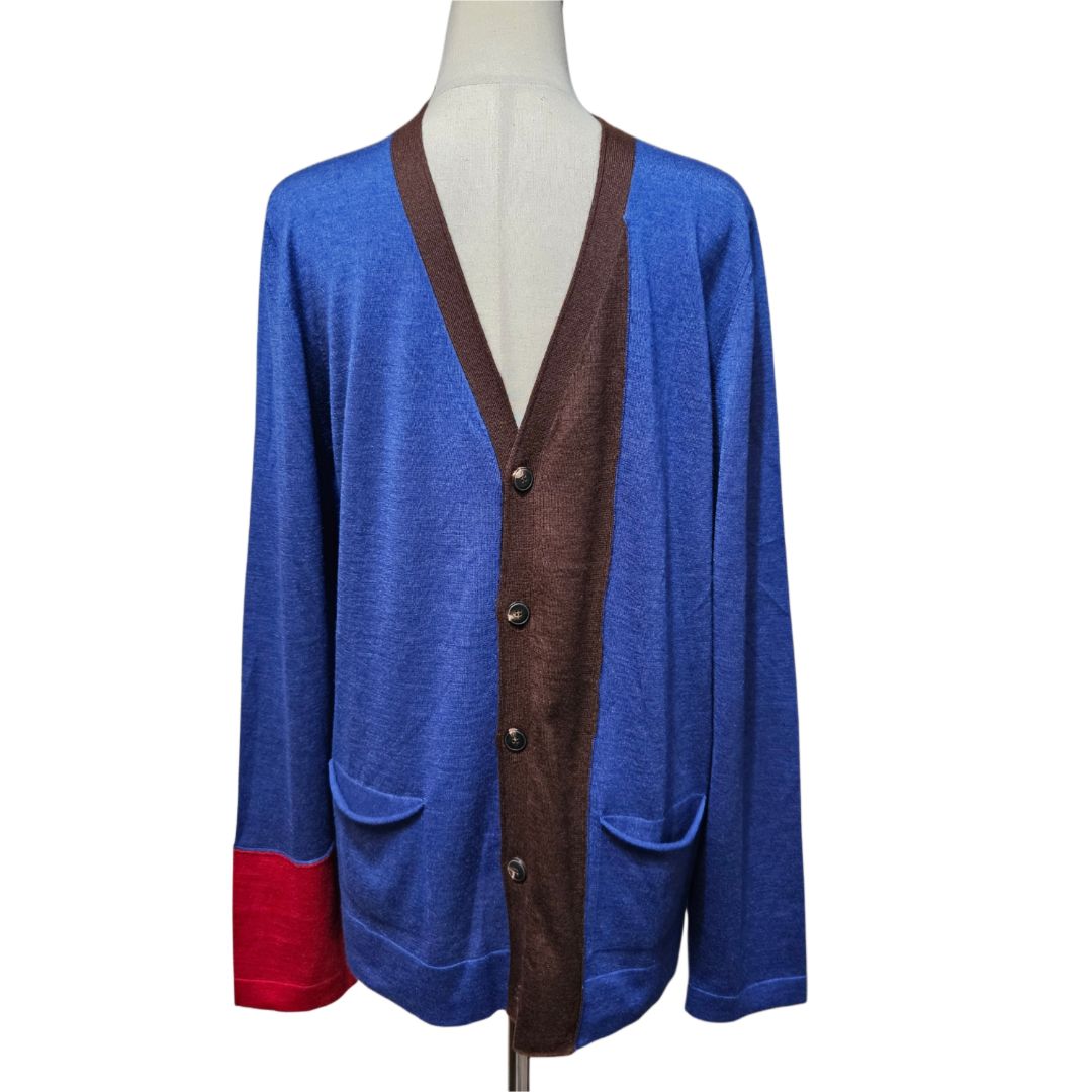 Umit Benan Tricolour Cashmere Men's Cardigan, Size 50
