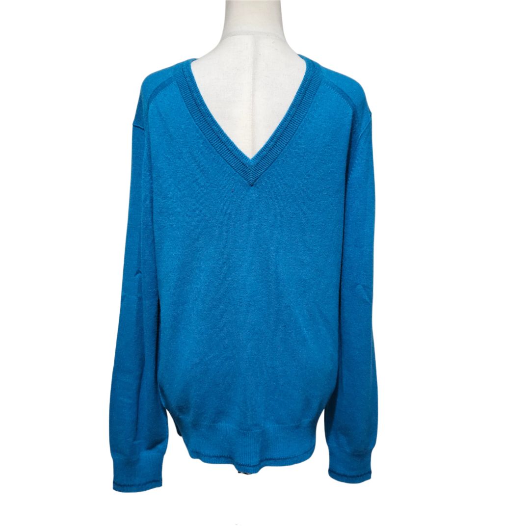 Dolce & Gabbana Teal Blue V-Neck Cashmere Men's Sweatshirt